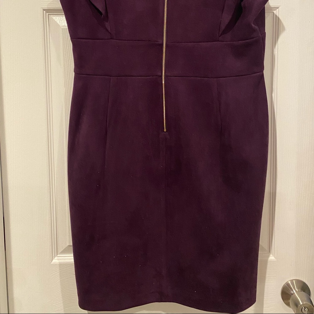 DKNY Ruffled Cap-Sleeve Sheath Dress Aubergine Purple - Picture 8 of 8